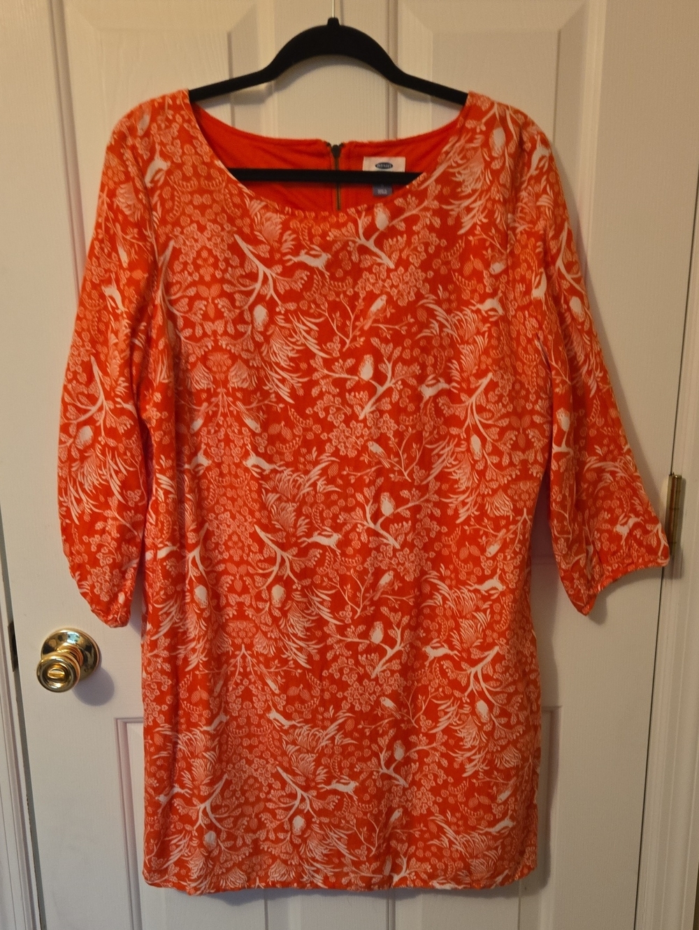 Old Navy Orange and White Floral Shift Dress Size Large